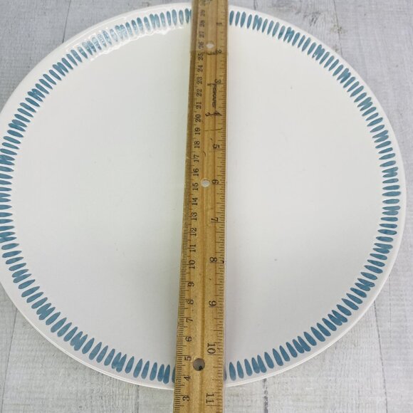 Rachael Ray SUN DAISY L008 Handpainted Blue Lines Stoneware Dinner Plate Set 4 - Picture 11 of 16